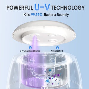 เครื่องทำความสะอาดฟันอัลตราโซนิกสำหรับใช้ในบ้าน รุ่นใหม่ล่าสุด IPX7 กันน้ำ 48khz พร้อมหลอด UV สี่หลอด สำหรับทำความสะอาดอย่างล้ำลึก ฟันปลอม รีเทนเนอร์ และเครื่องมือจัดฟัน - Product Image 5