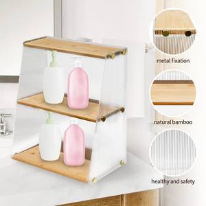 Premium Double Niveau Bambou Comptoir Maquillage Parfum Rack De Stockage Support Multifonctionnel pour Cuisine Salle De Bains Salon Utilisation - Product Image 1