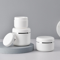 Pot cosmétique de luxe vide en plastique PP blanc avec couvercle à ligne argentée, impression personnalisée, 20g, 30g, 50g, 100g, 150g, 200g, 250g