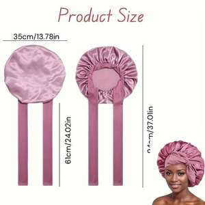 <span class=keywords><strong>Bonnet</strong></span> de tache personnalisé cheveux lisses doux double couches <span class=keywords><strong>bonnet</strong></span> de cheveux de sommeil pour les femmes <span class=keywords><strong>Bonnet</strong></span> de soie personnalisé avec longue sangle de cravate - Product Image 4