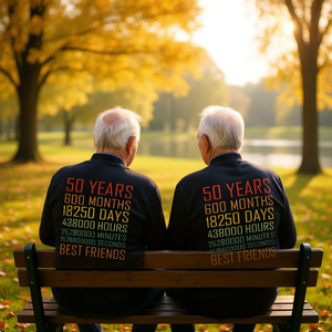 T-shirt a maniche lunghe per il cinquantesimo anniversario di Best Friends, design vintage - Product Image 3