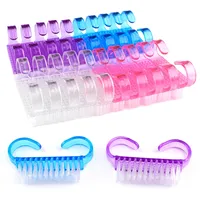 Brosse à ongles professionnelle multicolore en plastique, brosse à poussière douce en corne pour pédicure, outil de nettoyage des ongles et des orteils