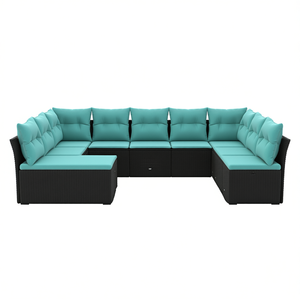 Black Poly <b>Rattan</b> Garden <b>Sofa</b> Set With Cushions 10 Piece Outdoor Furniture Contemporary Design - Product Image 1