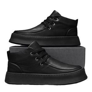 Men's Retro High <b>Top</b> Casual Boots Comfortable Soft-Sole Design Cotton Fabric Lace-Up Artificial Leather EVA Insole <b>Walking</b> Shoes - Product Image 5