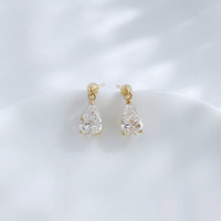 18K Gelbgold Labor-Gezüchteter Diamant Stern Tropfenform Drei-Krappen-Fassung Modische Birnenförmige Ohrstecker für Damen Feiner Schmuck Goldohrringe