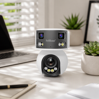 Caméra de liaison à balle ultra grand angle à 3 objectifs 8MP Vue panoramique à 180 ° Zoom 10x Système de vidéosurveillance PTZ Caméra IP Vue panoramique