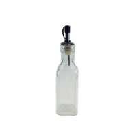 Ensemble de bouteilles carrées en verre pour huile et vinaigre de 200 ml, 300 ml et 500 ml avec bouchons verseurs pour une utilisation en fête, emballées en carton
