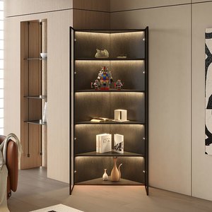 Librería Esquinera Contemporánea <span class=keywords><strong>de</strong></span> Paneles <span class=keywords><strong>de</strong></span> Madera con Iluminación LED, Mueble <span class=keywords><strong>de</strong></span> Salón Ecológico, Duradero y <span class=keywords><strong>de</strong></span> Gran Capacidad - Product Image 1
