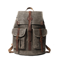 Sac à dos en toile rétro vintage imperméable personnalisé pour homme, sac à dos en cuir et toile pour homme