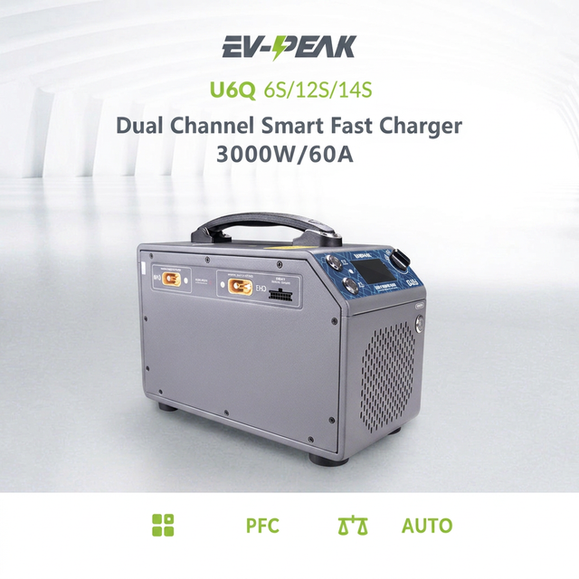 EV-PEAK U6Q 3000W 60A 4 Channel Smart Fast Balance Charger For 12-14S LiPo LiHV Agriculture Sprayer UAV Drone Battery Charger