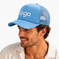 Topi Trucker Custom Bordir Timbul Pola Bintang Aksen Tali Jaring Bernapas Tahan Air Bagian Belakang Pesanan Grosir Topi Golf