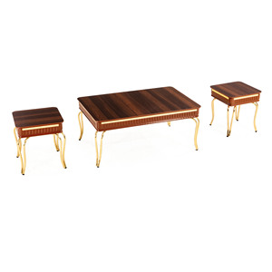 Modern Faux Marble Coffee Table Set with Metal <b>Frame</b> Convertible 2-Piece Living Room Furniture - Product Image 5