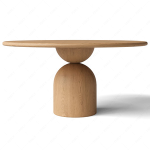 Ensemble de table à manger ronde moderne en bois massif pour 4 personnes, meubles de salle à manger de luxe sur mesure et ensemble de chaises - Product Image 2