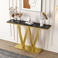 Nouvelle table console en marbre de style chinois avec structure métallique - Design multifonctionnel mural, léger et luxueux, minimaliste et moderne pour
