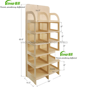Étagères de présentation en bois pour sol, présentoir de vente au détail pour t-shirts, présentoir de sol à 6 niveaux - Product Image 2