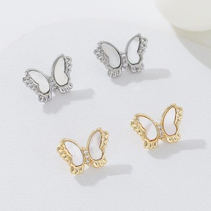 PDANY Accessoires de Bijoux Fantaisie Plaqué Or 18K Coquille Blanche Papillon Pendentifs à Simple/Double Anneau pour Boucles d'Oreilles DIY - Product Image 1
