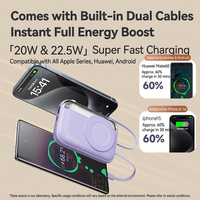 Batterie externe magnétique 10000mAh 22.5W avec charge rapide sans fil et câble intégré pour téléphone