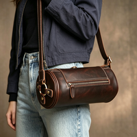 Tas Selempang Kulit Pria Boshiho Vintage Kapasitas Besar Kulit Full Grain Tas Bahu Pria untuk Kerja, Perjalanan, dan Kegunaan Sehari-hari