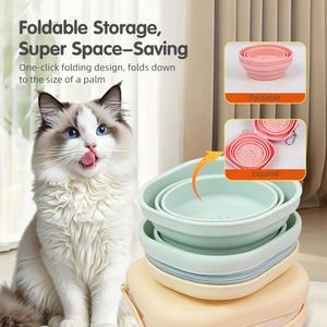 2-in-1 <b>Collapsible</b> Dog Bowl Set with Portable Zippered Case Silicone Travel Pet Food Water Feeder for Hiking Camping Walking - Product Image 2