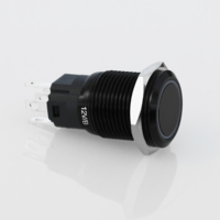Interrupteurs à bouton-poussoir en métal noir 16mm Bouton LED personnalisé IP65 Interrupteur à bouton-poussoir à verrouillage en métal