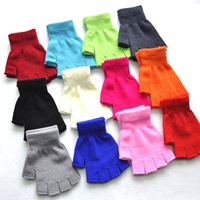 Gants sans doigts pour femmes et hommes Mitaines tricotées de couleur unie Mitaines d'hiver douces et chaudes Gants féminins de base unisexes Guantes