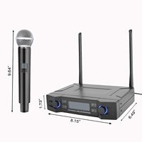 Mikrofon Dinamis Nirkabel UHF 2 Kanal 80M Profesional Portabel untuk Karaoke KTV, Pola Polar Kardioid, Genggam, Logam, XLR