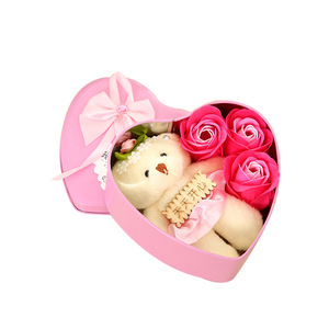 Fête <span class=keywords><strong>des</strong></span> Mères Saint Valentin Idée Créative <span class=keywords><strong>Cadeau</strong></span> 3pcs Rose Savon Fleur Petit Ours en Forme de Coeur Rose Boîte <span class=keywords><strong>Cadeau</strong></span> - Product Image 5