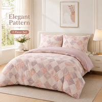 Ensemble de housse de couette à imprimé ethnique en gros, OEM ODM, 3 pièces avec revers uni pour literie à marque privée
