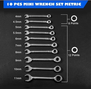 Kit de 20 clés à fourche miniatures métriques 4-11 mm et clés mixtes SAE 5/32 à 7/16 pouces – Ensemble de clés miniatures durables - Product Image 2