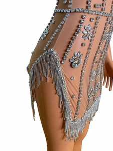 MF Fabricante de ropa personalizada Halter con cuentas de malla de fiesta Mini vestido sexy para las mujeres - Product Image 4