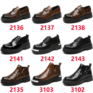 Mocassins à Enfiler Tendance en Cuir Décontractés pour Hommes, Semelle Épaisse, Modèle Montant à Double Bouton - Product Image 4