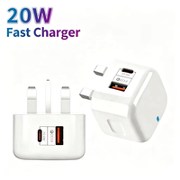 Chargeur de téléphone rapide PD 20W QC3.0, chargeur mural double port, prise UK EU US, type C USB, adaptateur de charge rapide