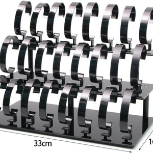 New Trendy Black <b>Custom</b> Size Acrylic Modern Watch Jewelry Display Rack Stand with <b>Custom</b> Logo Silk-Screen Printed - Product Image 3
