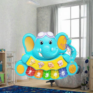 Jouet musical Montessori en forme d'éléphant, clavier électronique pour l'apprentissage précoce, instrument éducatif de dessin animé pour bébés et tout-petits - Product Image 2