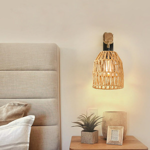 Asma Telli Rattan Duvar Lambası, El Yapımı Bambu, El Yapımı Malzemelerden Yapılmış Lambalar, Ev Dekorasyon Aksesuarları, Toptan Satış. - Product Image 6