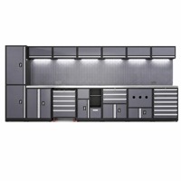 Système de rangement d'outils de garage de qualité commerciale, armoire modulaire en acier, éclairage LED, prise de courant, prise en charge OEM/ODM, capacité de charge de 200 kg