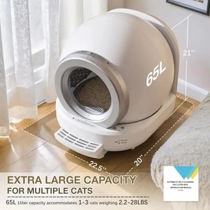 Caja de Arena Autolimpiable para Gatos de Plástico, 65L, Capacidad Extra Grande, Automatizada, para Múltiples Gatos, Control por Aplicación, Segura y Silenciosa - Product Image 5