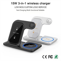 Stasiun Pengisi Daya Nirkabel 3-in-1 Lipat 15W Langsung dari Pabrik, Pengisi Daya Cepat Multi Perangkat ABS+PC, Grosir Partai Besar