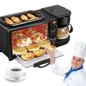 Forno Tostapane Elettrico Multifunzione con Padella, Macchina per Caffè e Griglia per Toast - Preparatore Colazione 3-in-1 per Uso Domestico - Product Image 3