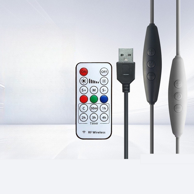 Three-button RGB colorful LED online dimming and color dimming switch cable USB power control RF433 wireless remote control