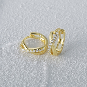 Aretes de Aro CANNER con Circonita Cúbica, Diseño Simple y Clásico, Plata de Ley S925, Baño de Oro de 18K para Mujer - Product Image 4