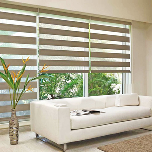 Double Layer Zebra <strong>Blinds</strong> Motorized Day and Night <strong>Grey</strong> Luxury Curtain Fabric Shade <strong>Roller</strong> Zebra <strong>Blind</strong> - Product Image 1