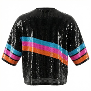 Vente en gros usine : Blouse à paillettes scintillantes pour le jour du match de basket de San Antonio, <span class=keywords><strong>Maillot</strong></span> de supporter à paillettes, Robe à paillettes <span class=keywords><strong>des</strong></span> <span class=keywords><strong>Spurs</strong></span>, Prêt à expédier - Product Image 3
