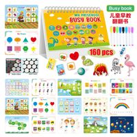 160 Uds. Mi libro ocupado preescolar, libro de pegatinas repetidas, libro de hojas de educación para la primera infancia para niños