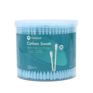 Hisopos de Algodón con <span class=keywords><strong>Punta</strong></span> Redonda <span class=keywords><strong>Azul</strong></span> de Doble Precisión, 300 Unidades, Hisopos de Algodón con Palito de Papel y Caja de PP - Product Image 3