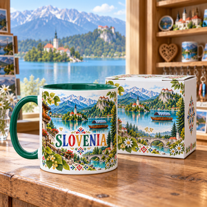 Taza de Cerámica de Recuerdo de Eslovenia con Diseño del Lago <span class=keywords><strong>Bled</strong></span>, Caja de Regalo, Taza de Porcelana Personalizada con Monumentos, Proveedor Mayorista ODM - Product Image 3