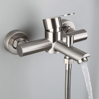 Ensemble de robinetterie de douche et baignoire en acier inoxydable brossé pour la maison avec douchette à main et cartouche céramique