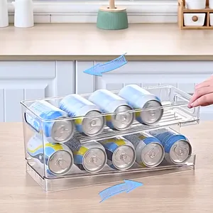 Kitchen transparent acrylic storage organizer Stackable Refrigerator Organizer Storage Box Bins fridge Drink Soda Can Dispenser