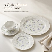 Assiette en porcelaine vintage française à relief floral, assiette à dîner en céramique, vaisselle ronde pour la maison et les restaurants
