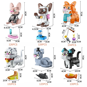 Mini 3D plastique Animal chien chat bloc de construction enfant PET modèle jouet <span class=keywords><strong>et</strong></span> ordinateur Table ornement décoration cadeau éducatif - Product Image 4